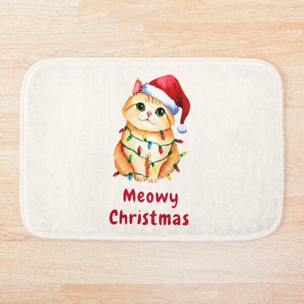 Item preview, Meowy Christmas — Watercolor Cat with Lights designed and sold by Ombrya.