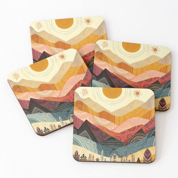 Item preview, Abstract Autumn Sunset Collection - Mountains in Vibrant Colors - Natural Art Accessories designed and sold by XNewStore.