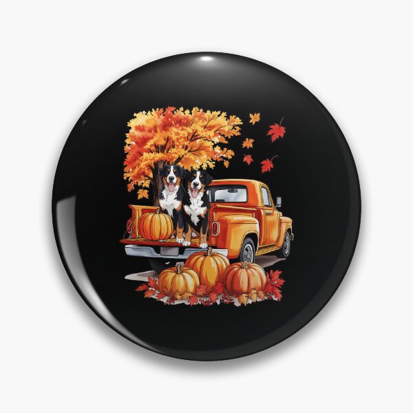 Artikelvorschau, Berner Sennenhund Truck Kürbis Herbst Thanksgiving entworfen und verkauft von JEFDodsonArt.