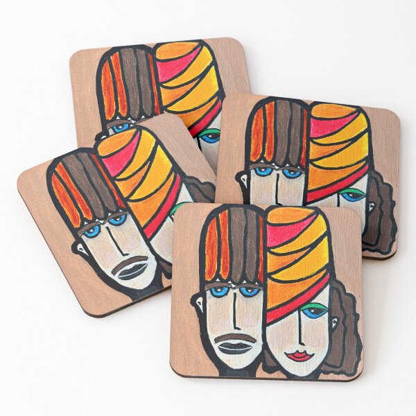 Item preview, Retro Couple – Chic Multi-Colored Pop Portrait: Them designed and sold by CathPainting.
