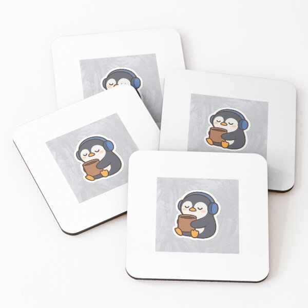 Item preview, Kawaii Penguin with Headphones and Coffee — Cozy Sticker designed and sold by Eugeniia25.