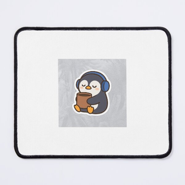 Item preview, Kawaii Penguin with Headphones and Coffee — Cozy Sticker designed and sold by Eugeniia25.