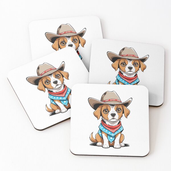Item preview, Cute Cowboy Dog – Western Puppy with Hat and Bandana designed and sold by RojoyDesigns.