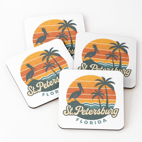 Item preview, Vintage St Petersburg Florida Design with Palm Trees Pelican and Sunset Beach Vibes designed and sold by WarFX Designs.