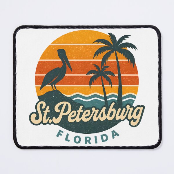 Item preview, Vintage St Petersburg Florida Design with Palm Trees Pelican and Sunset Beach Vibes designed and sold by WarFX Designs.
