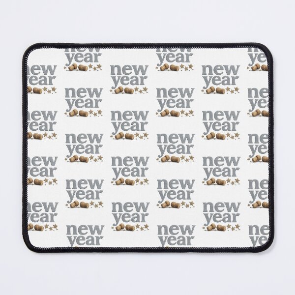 Item preview, New year text with corks and stars on white background, AI generated designed and sold by dvoevnore.