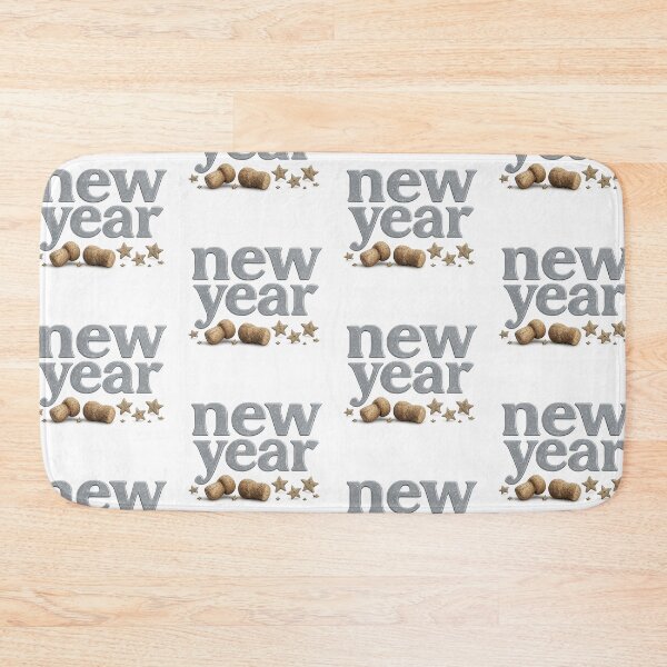 Item preview, New year text with corks and stars on white background, AI generated designed and sold by dvoevnore.