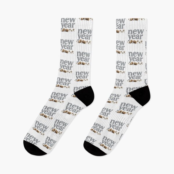 Item preview, New year text with corks and stars on white background, AI generated designed and sold by dvoevnore.
