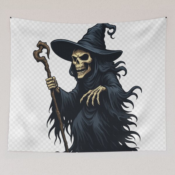 Item preview, Dark Skeleton Witch – Creepy Halloween Artwork designed and sold by FraktalMoods.