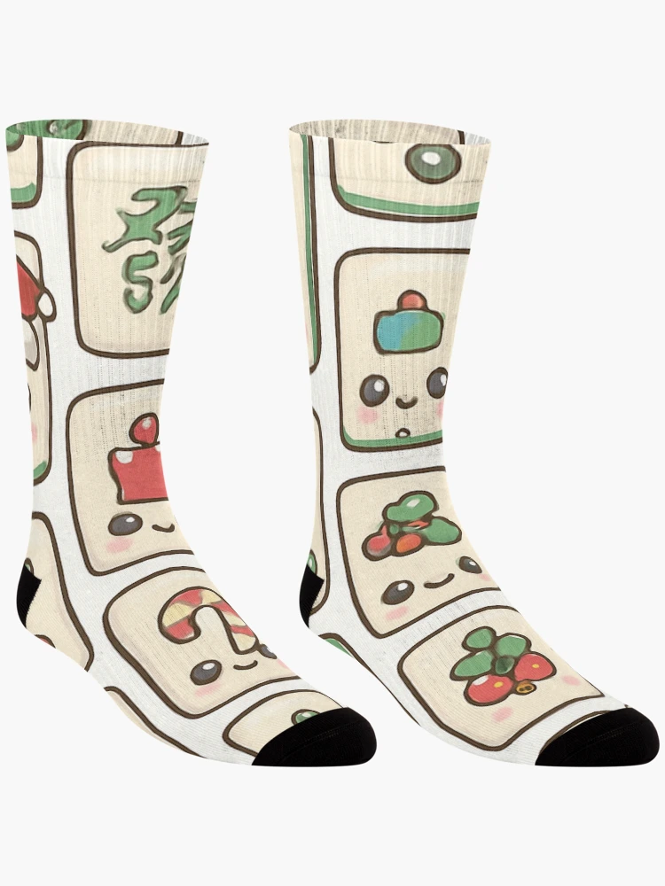 Thumbnail 3 of 5, Socks, Christmas Mahjong Tile Pattern Design designed and sold by Best Pattern⭐⭐⭐⭐⭐.