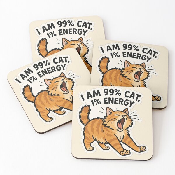 Item preview, 99% Cat 1% Energy - Funny Stretching Cat Design designed and sold by MiLaKK.