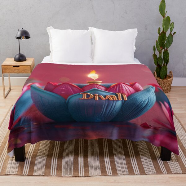 Item preview, Text Diwali with row of colorful lotus-shaped candles on red background, AI Generated designed and sold by dvoevnore.