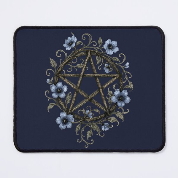 Item preview, Rustic Pentacle with Blue Flowers – Witchy Cottagecore Nature Magic designed and sold by TeesbyDD.