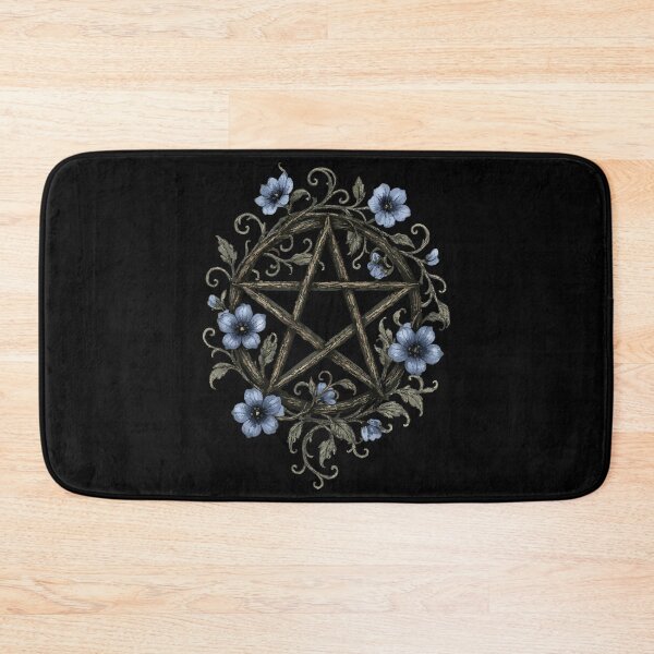 Item preview, Rustic Pentacle with Blue Flowers – Witchy Cottagecore Nature Magic designed and sold by TeesbyDD.