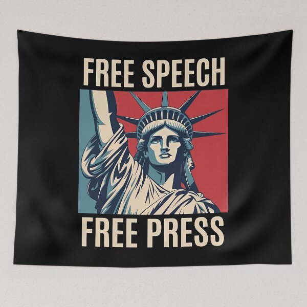 Item preview, Free Speech Free Press Protest Sign - Resist Hate, Democracy Has No Kings, Statue of Liberty designed and sold by Haupalette.