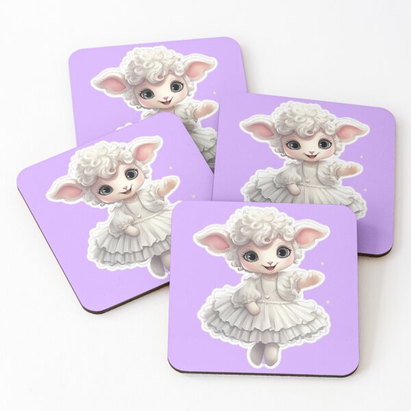 Item preview, Cute Lamb Ballerina Sticker – Kawaii Sheep in White Dress designed and sold by PaintbrushPlace.