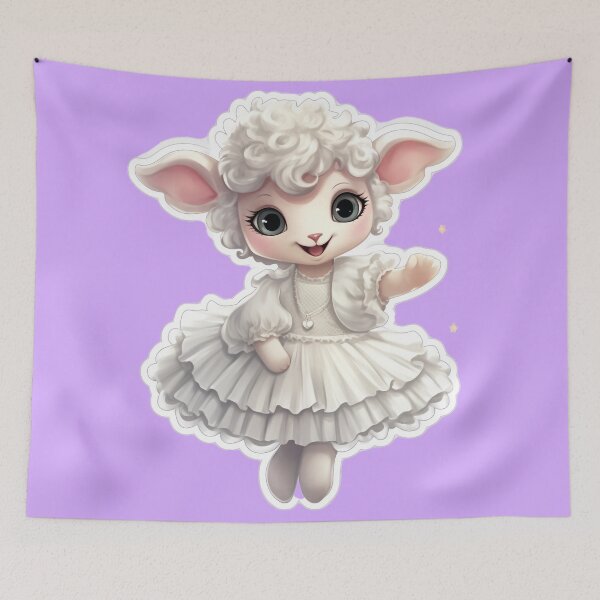 Item preview, Cute Lamb Ballerina Sticker – Kawaii Sheep in White Dress designed and sold by PaintbrushPlace.