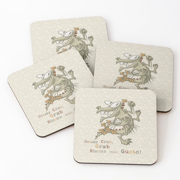 Item preview, Funny Crocodile Gathering Flowers with Flair designed and sold by Pink Writer.