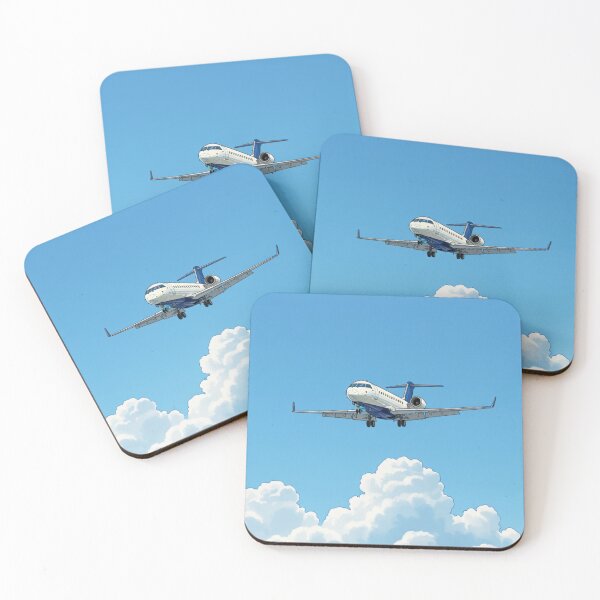 Item preview, Modern Regional Twin Jet on Final Approach – Aviation Art designed and sold by EMairplanes.
