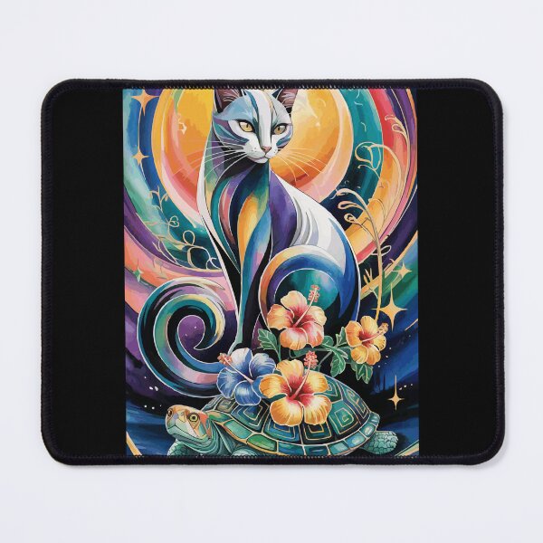 Item preview, Psychedelic Cat and Turtle – Trippy Animal Art for Dreamers designed and sold by T-Chou.