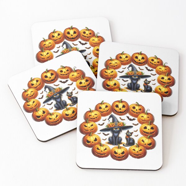 Item preview, Black Cats and Pumpkins in a Magical Halloween Circle designed and sold by Art-Arcade6.