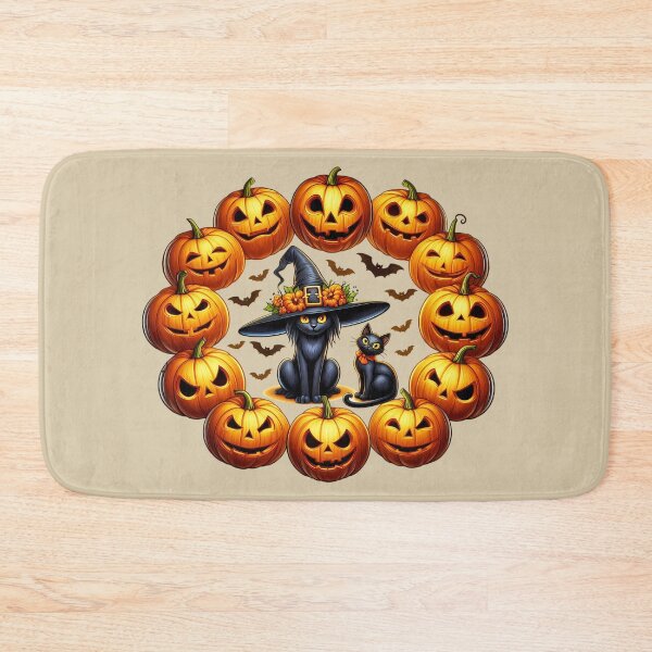 Item preview, Black Cats and Pumpkins in a Magical Halloween Circle designed and sold by Art-Arcade6.
