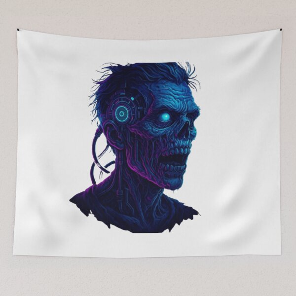 Item preview, Neon Cyberpunk Cyborg Skull — Futuristic AI Artwork designed and sold by GlowAIDesigns.
