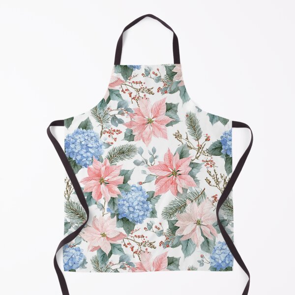 Item preview, Pink White Poinsettia and Blue Hydrangeas Flowers Watercolor All Over designed and sold by Feeling Artsy.