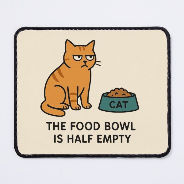 Item preview, The Food Bowl Is Half Empty - Skeptical Cat Design designed and sold by MiLaKK.