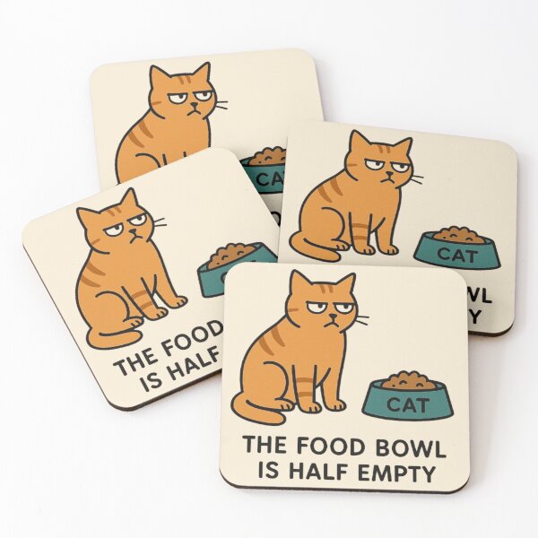 Item preview, The Food Bowl Is Half Empty - Skeptical Cat Design designed and sold by MiLaKK.