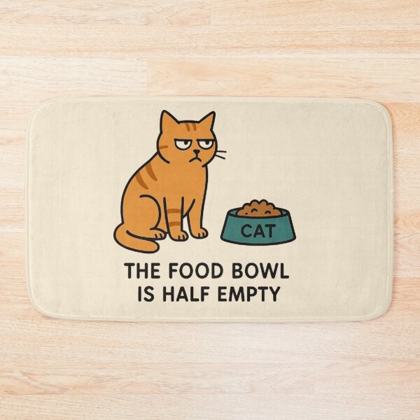 Item preview, The Food Bowl Is Half Empty - Skeptical Cat Design designed and sold by MiLaKK.