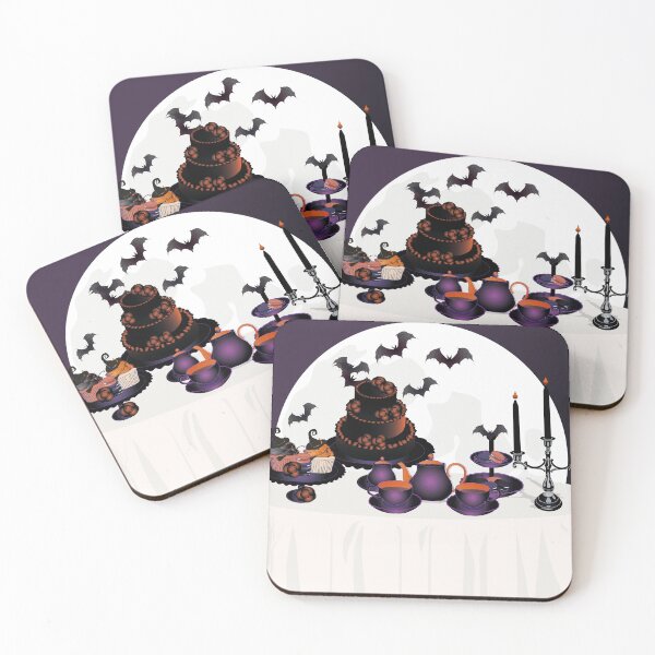 Item preview, Table with Halloween pastries - layer cake - orange tea set designed and sold by AdelineBoutique.
