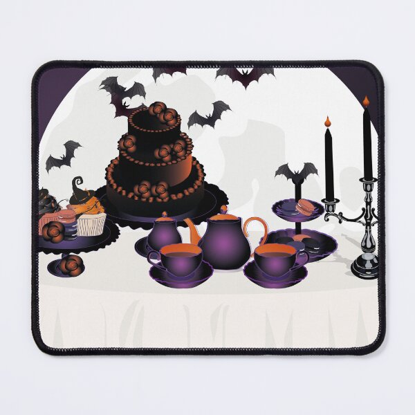 Item preview, Table with Halloween pastries - layer cake - orange tea set designed and sold by AdelineBoutique.