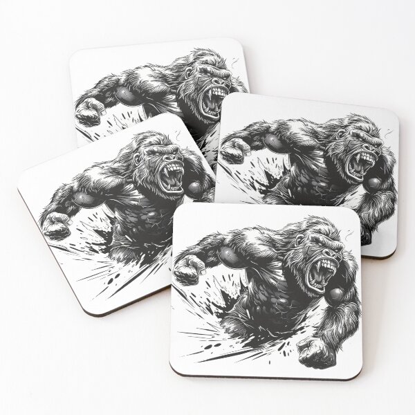 Item preview, Furious Gorilla Power – Primal Strength | Black & White Beast Art designed and sold by TSHIRTprject.