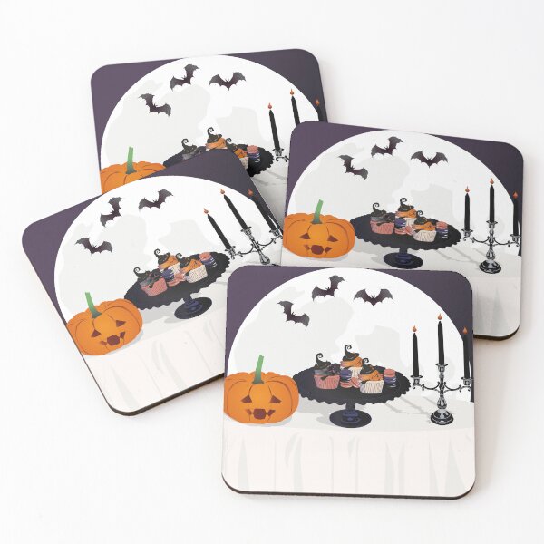 Item preview, Table with Halloween pastries - pumpkin and candle holder designed and sold by AdelineBoutique.