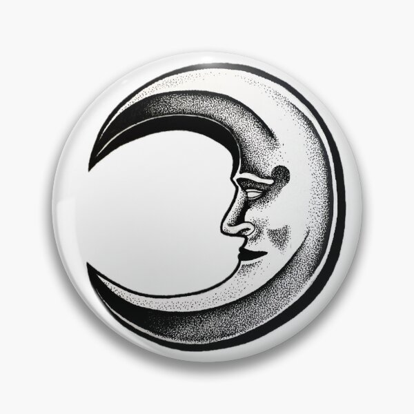 Item preview, Stipple Black and White Crescent Moon designed and sold by Skele-sketch.
