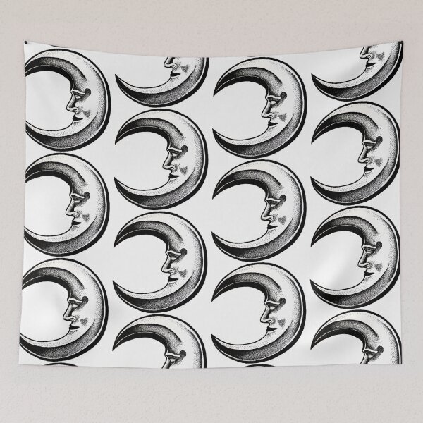 Item preview, Stipple Black and White Crescent Moon designed and sold by Skele-sketch.