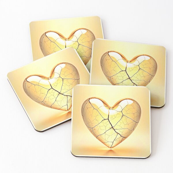 Item preview, Golden Cracked Heart Art designed and sold by Health And Fitness Posts e-Store.