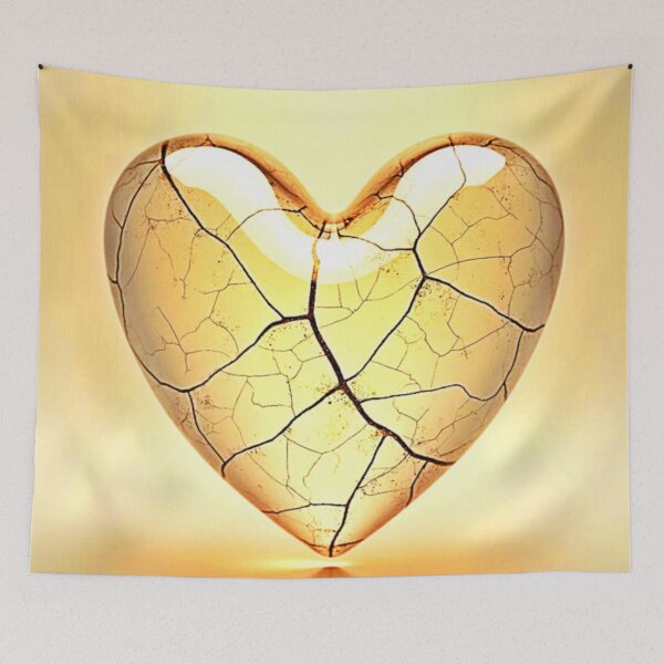 Item preview, Golden Cracked Heart Art designed and sold by Health And Fitness Posts e-Store.