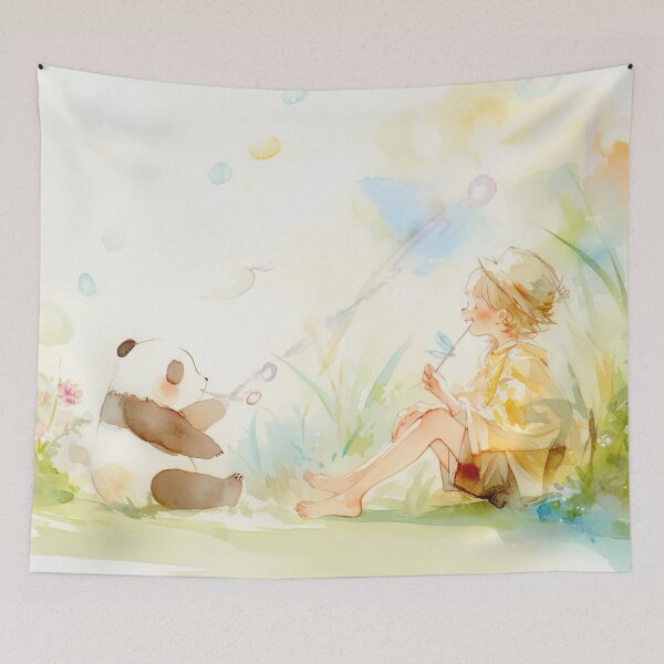 Item preview, Panda and Boy Blowing Bubbles designed and sold by SweetSprash.