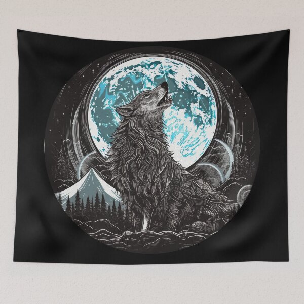 Item preview, Majestic Wolf Howling Beneath Cosmic Moon designed and sold by Daagath.