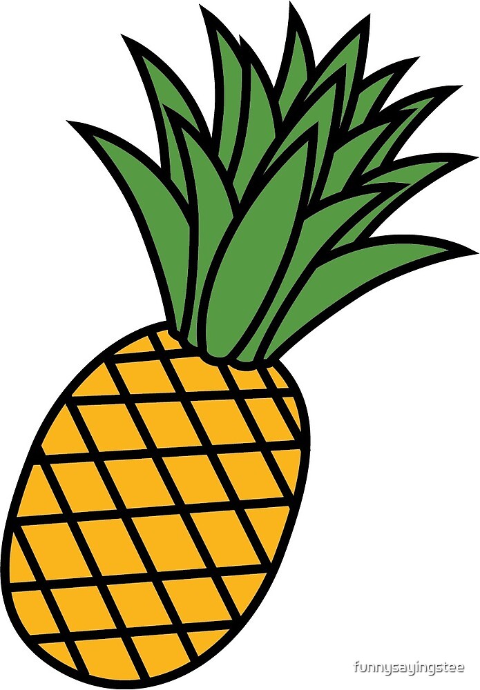 "Cartoon Pineapple Emoji Cute and Funny Tropical Fruit Design" by