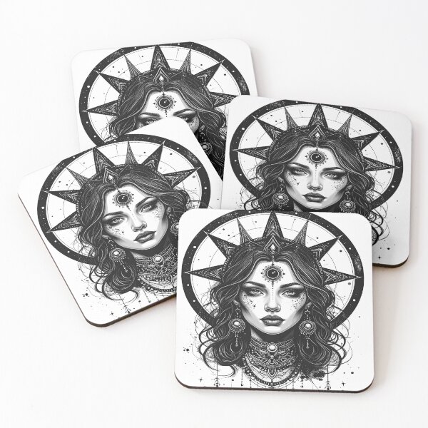 Item preview, Mystic enchantress witch face with ornaments designed and sold by LiskoDesign.