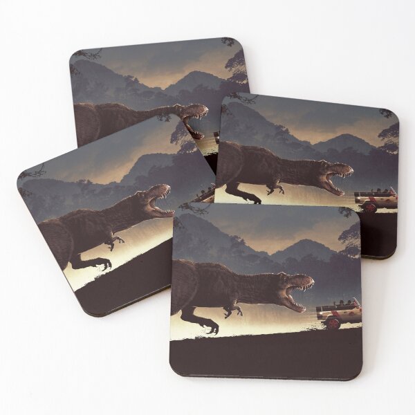 Item preview, Jurassic Park Retro Poster – T-Rex Chase Scene Vintage Art designed and sold by LIGHTNING STUDIO.