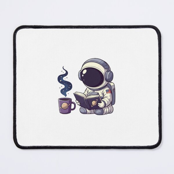 Item preview, Cute Astronaut Reading a Book and Drinking Coffee – Kawaii Cartoon Vector Illustration designed and sold by PixelVibe782.