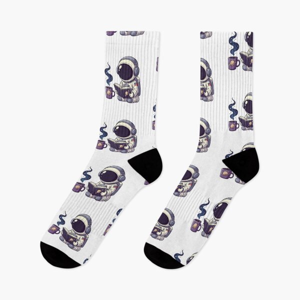 Item preview, Cute Astronaut Reading a Book and Drinking Coffee – Kawaii Cartoon Vector Illustration designed and sold by PixelVibe782.