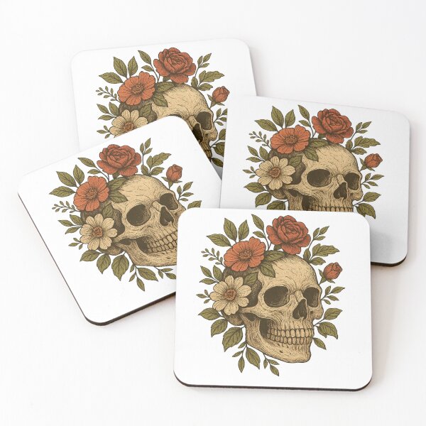 Item preview, Witchy Skull wit Flowers – Dark Magic designed and sold by FraktalMoods.