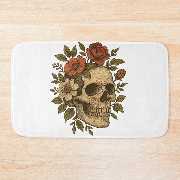 Item preview, Witchy Skull wit Flowers – Dark Magic designed and sold by FraktalMoods.
