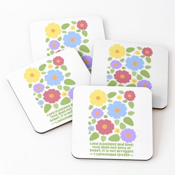 Item preview, 1 Corinthians 13:4 colorful flowers designed and sold by LRM_ artz.
