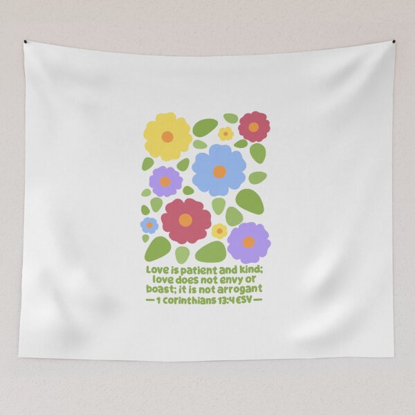 Item preview, 1 Corinthians 13:4 colorful flowers designed and sold by LRM_ artz.